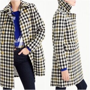J. Crew 100% Wool Double-breasted Coat in Oxford Check Size 0